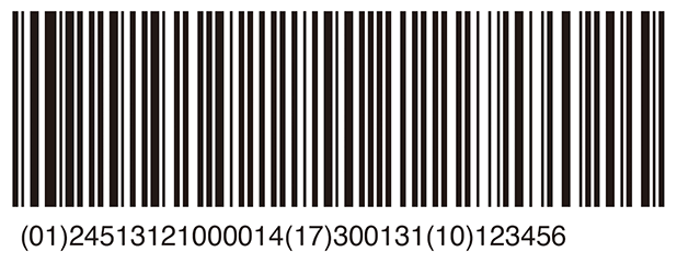 医療材料標準バーコードGS1-128のサンプル